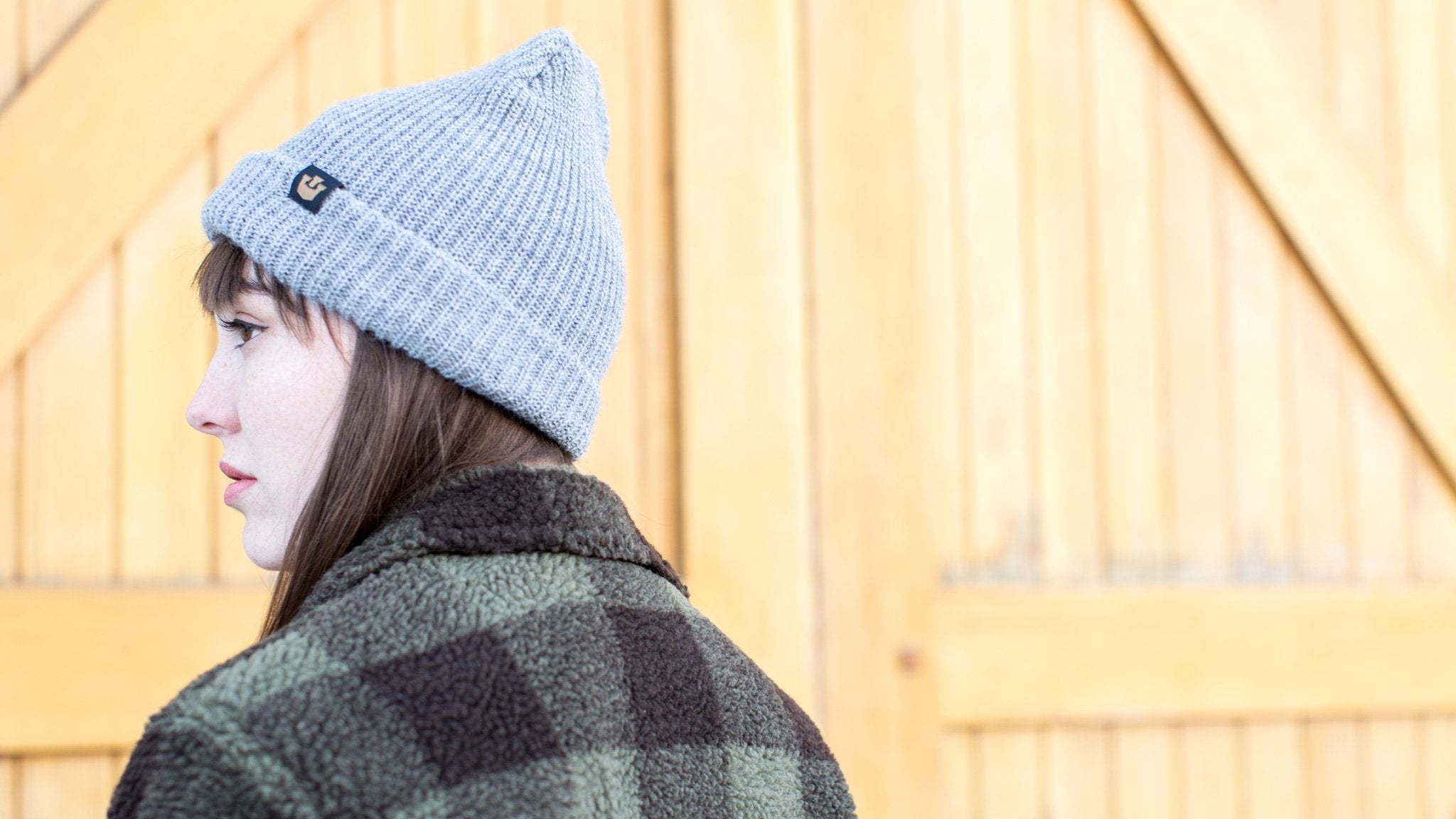 Goorin Bros. fresh tracks acrylic beanie Charcoal  hero shot on female model