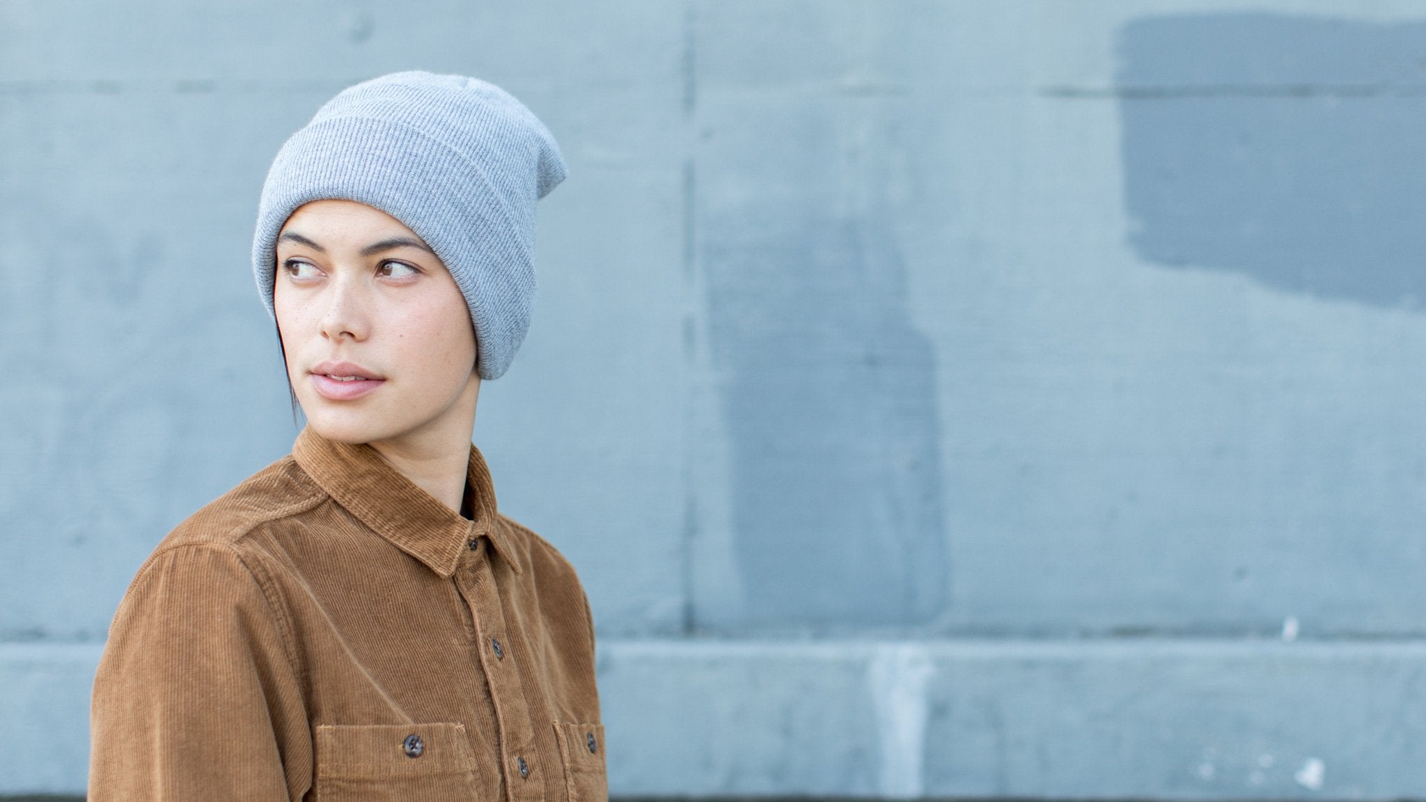Goorin Bros. elemental winter wool beanie Grey  hero shot on female model