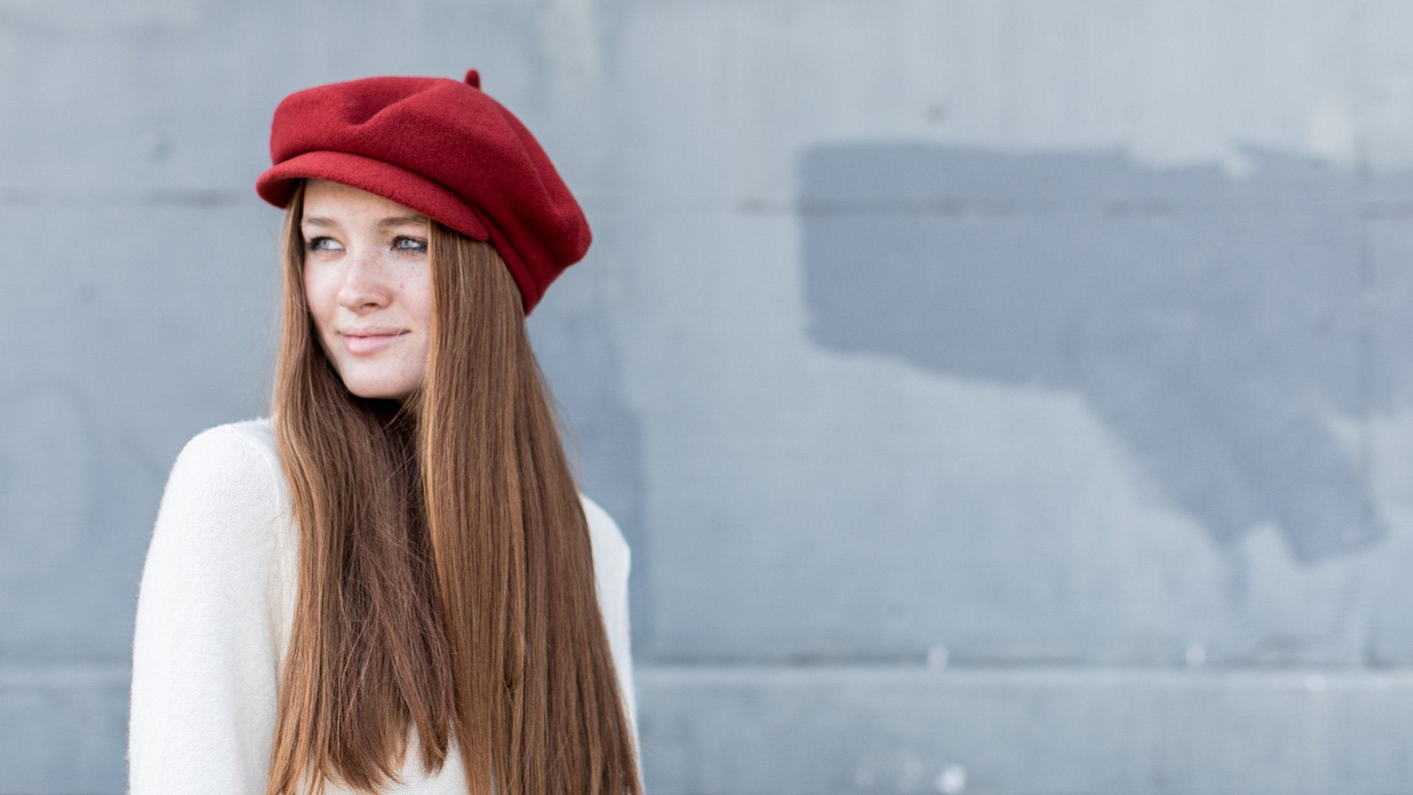 Goorin Bros. christina wool blend beret hat Red  hero shot on female model