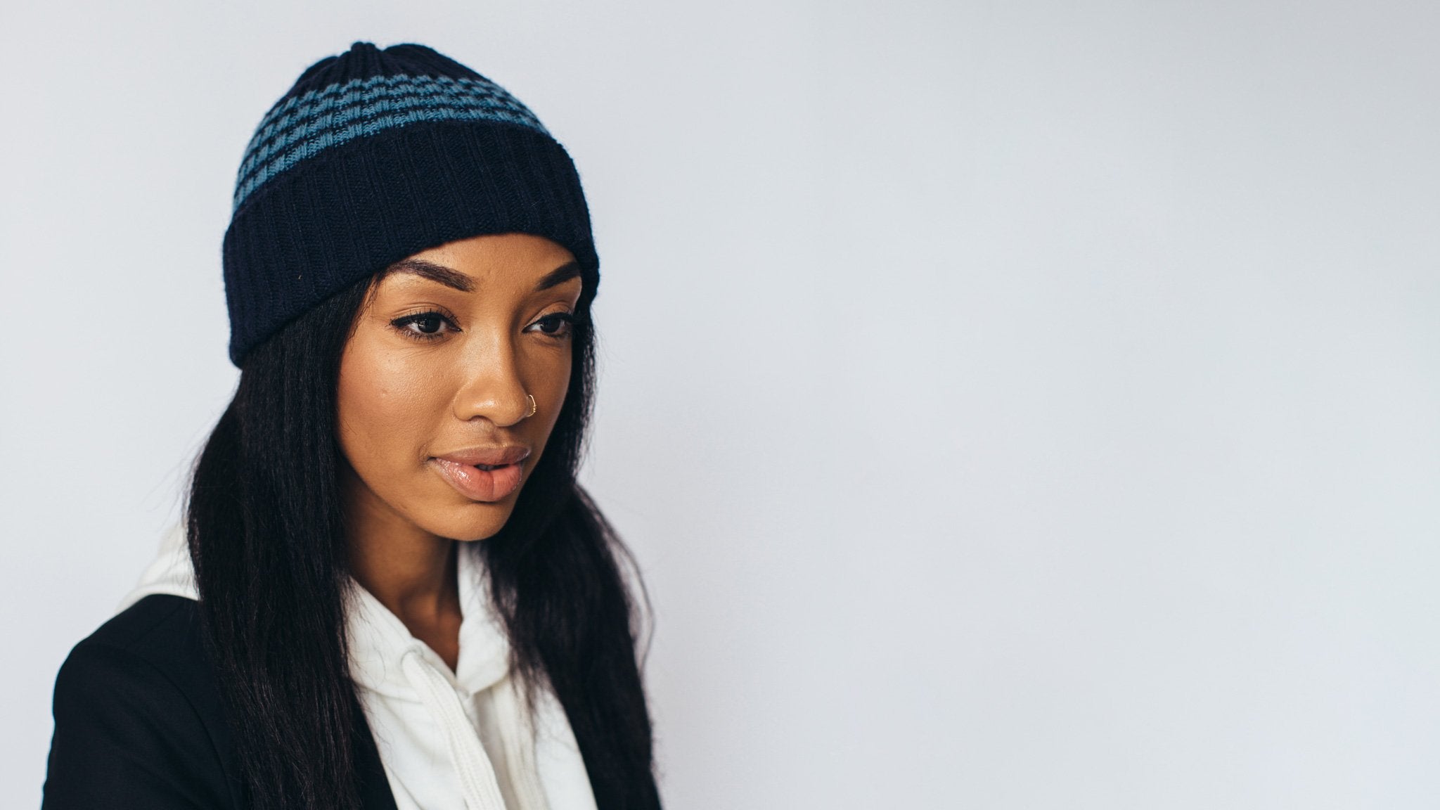 Goorin Bros. ice box alpaca beanie Blue  hero shot on female model