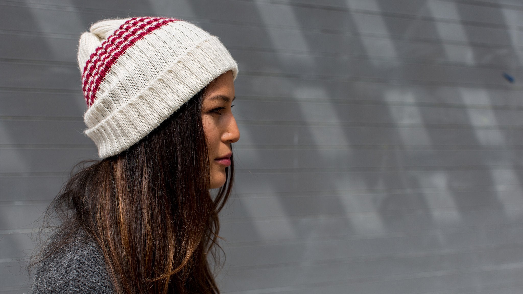 Goorin Bros. ice box alpaca beanie White  hero shot on female model