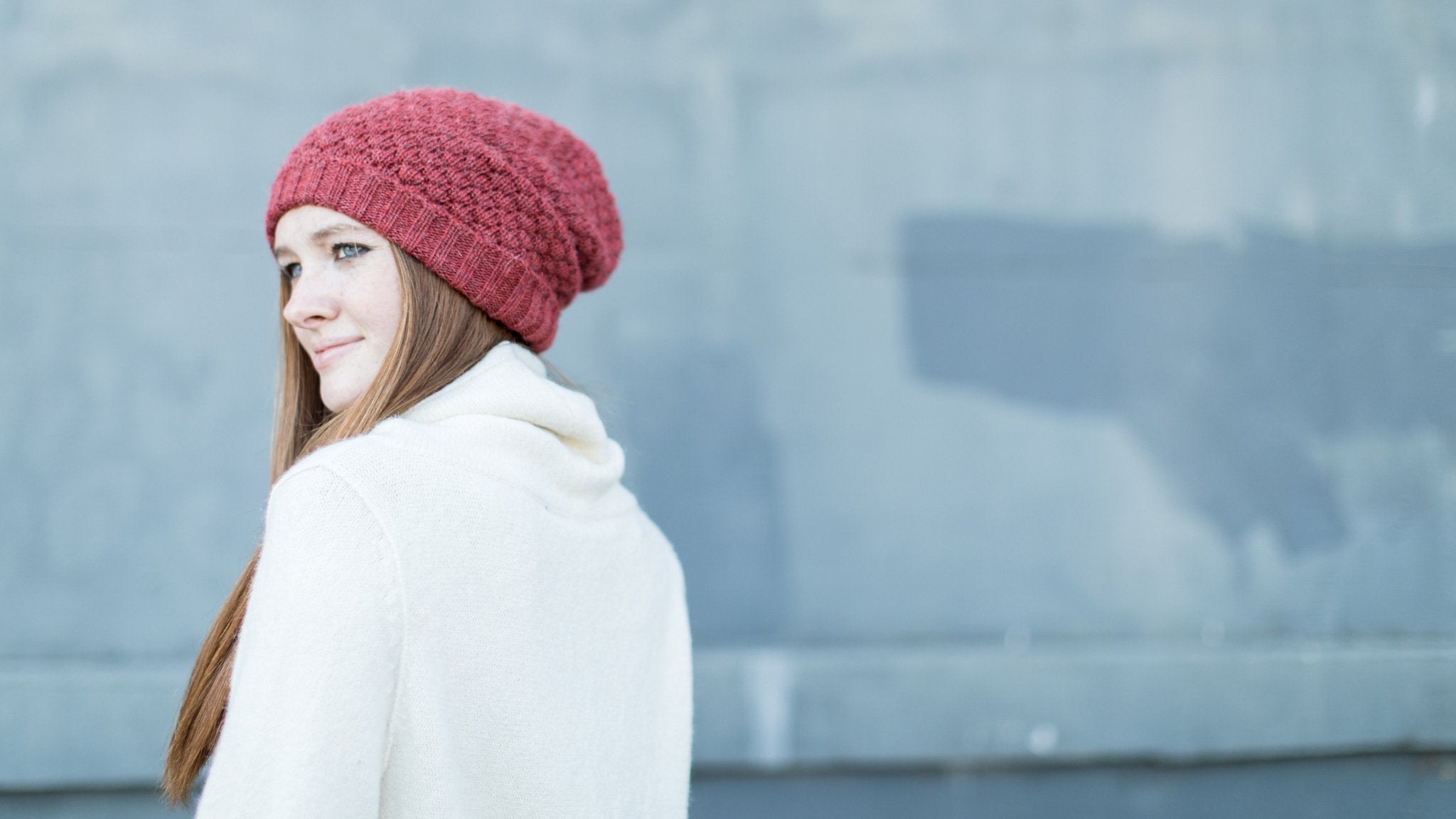 Goorin Bros. snow angel acrylic beanie Red  hero shot on female model