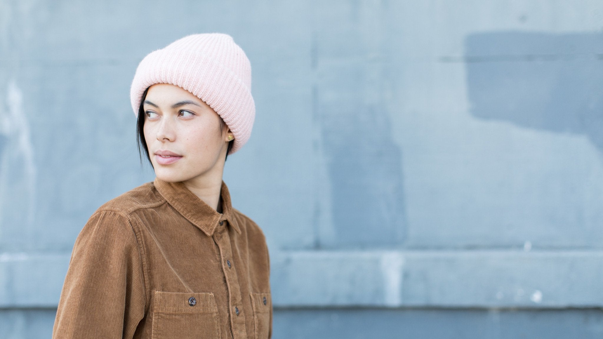 Goorin Bros. jelly roll acrylic beanie Pink  hero shot on female model