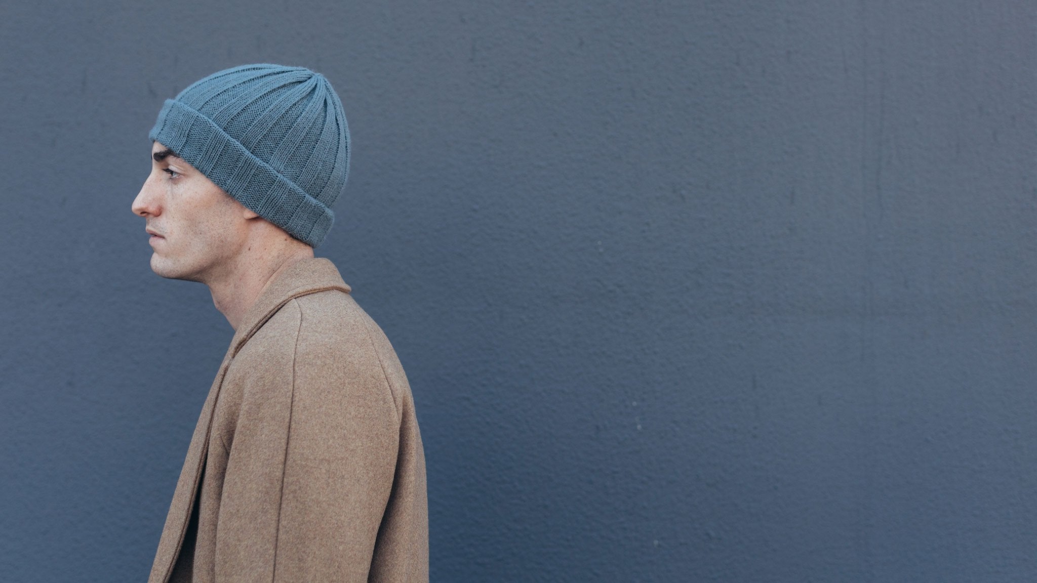 Goorin Bros. tigers eye alpaca beanie Blue hero shot on male model