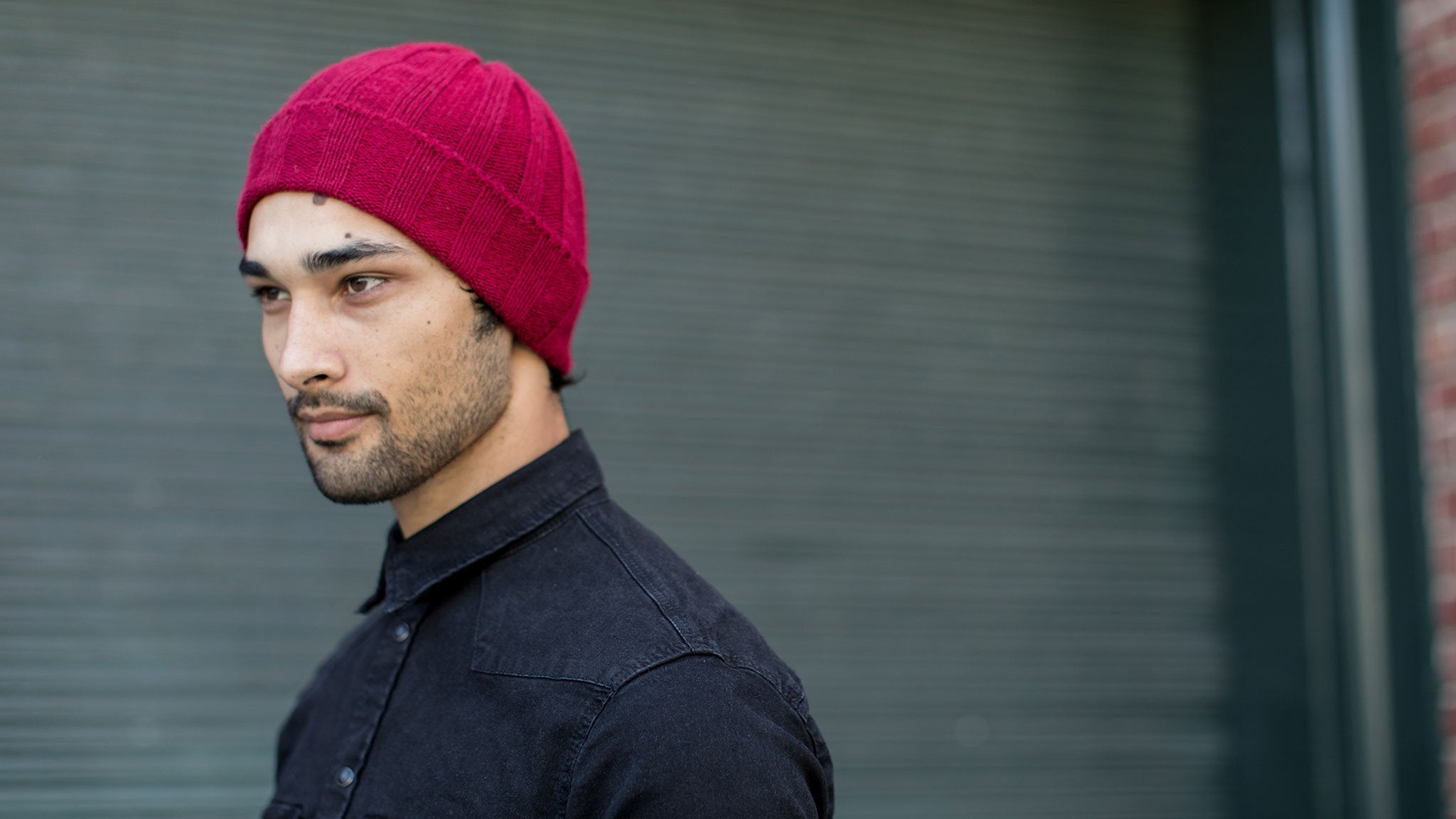 Goorin Bros. tigers eye alpaca beanie Red  hero shot on male model