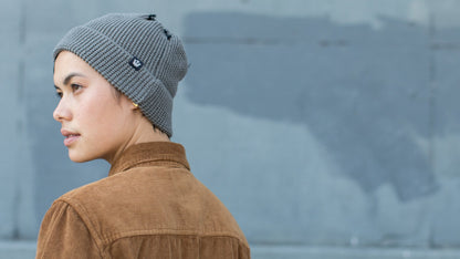 Goorin Bros. bundle up cotton beanie Charcoal  hero shot on female model