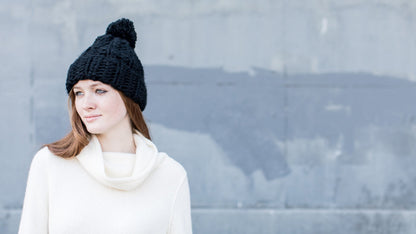 Goorin Bros. nippy acrylic beanie Black hero shot on female model