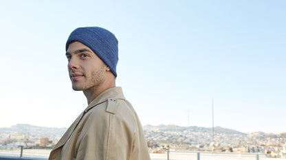 Goorin Bros. flash mob acrylic knit beanie Blue hero shot on male model