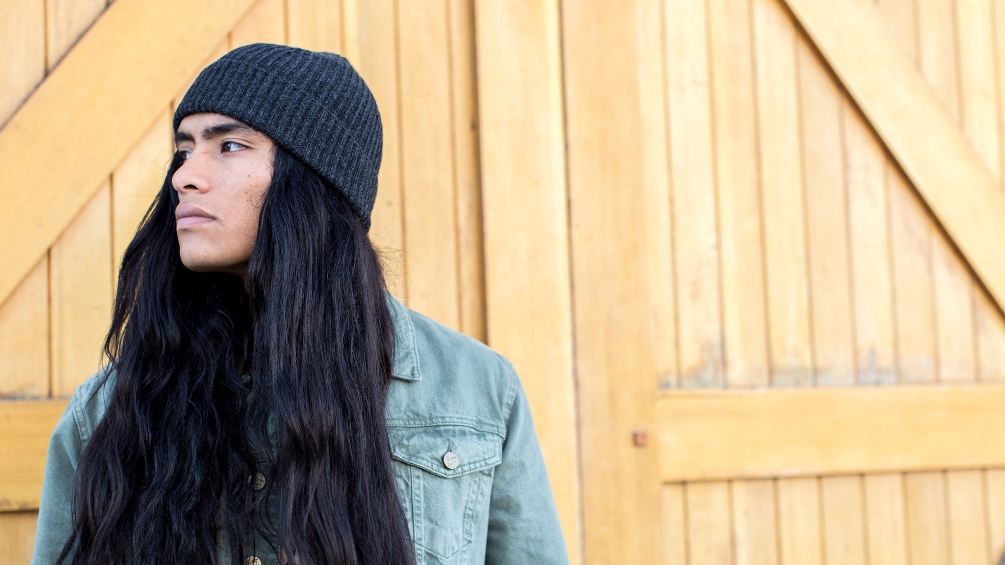 Goorin Bros. dave wool beanie Charcoal hero shot on male model