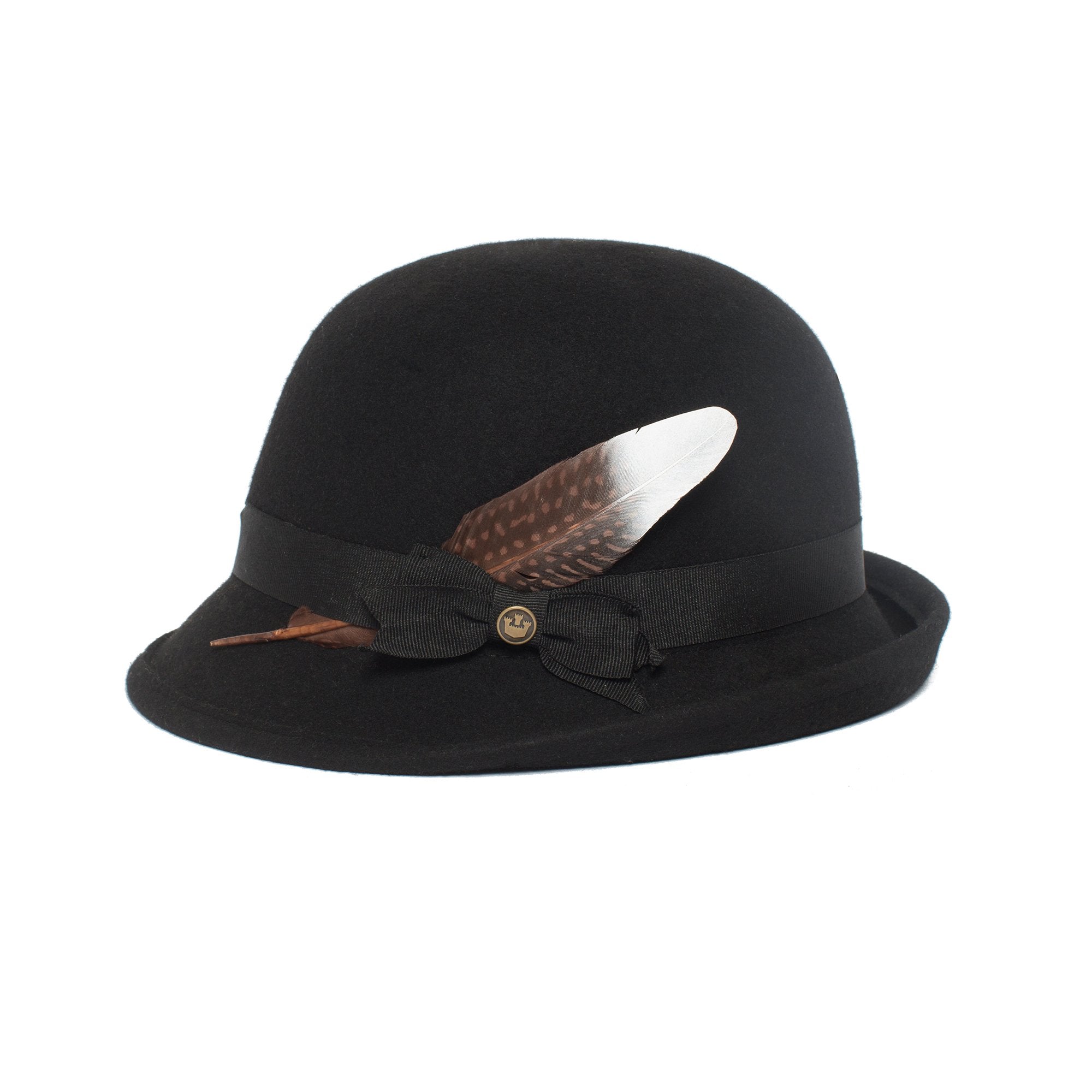 Goorin Bros. mocha dot feather Brown left side view