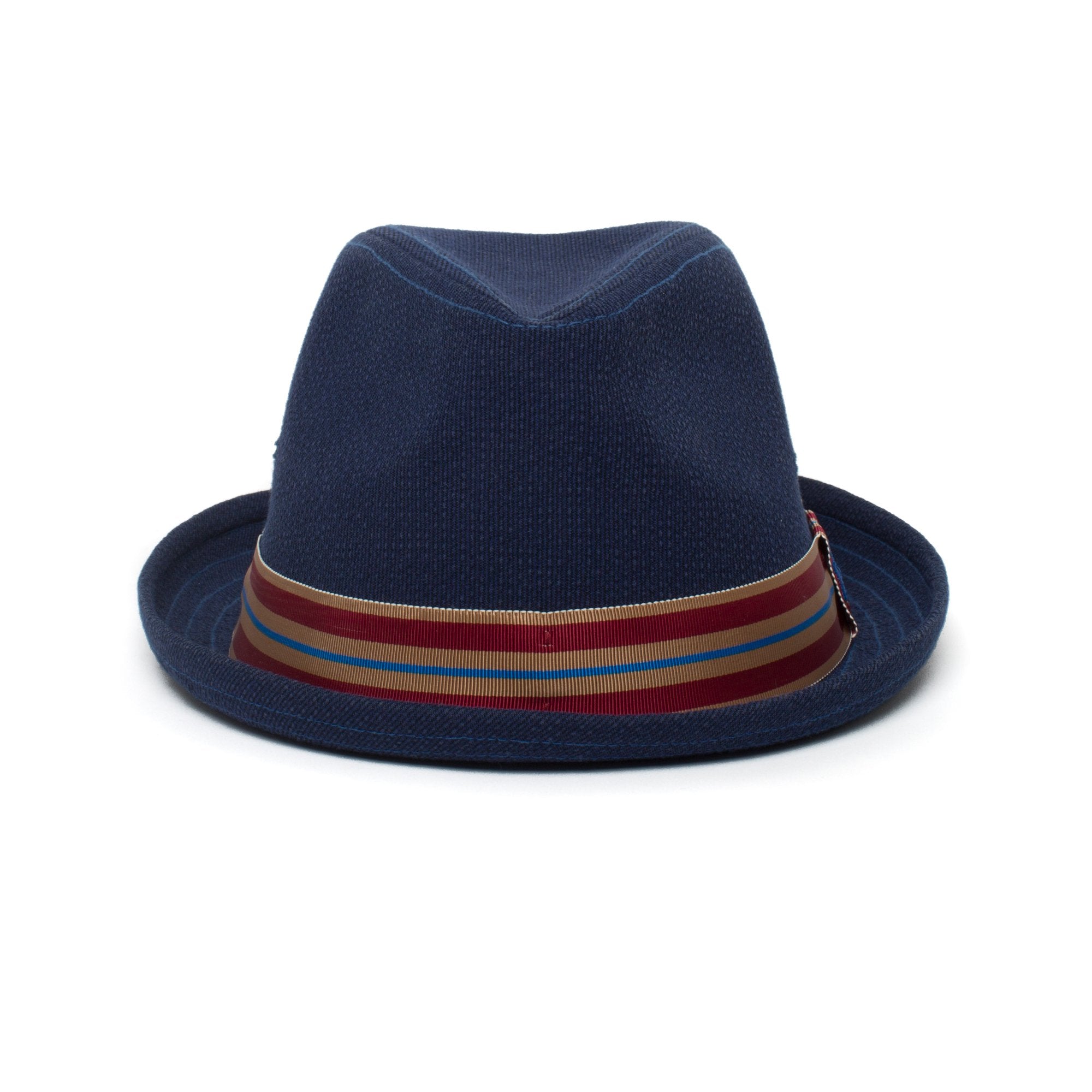 Goorin Bros. little sport center dent short brim poly blend fedora hat Navy front view