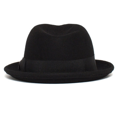 Goorin Bros. big boy center dent short brim felt fedora hat Black back view