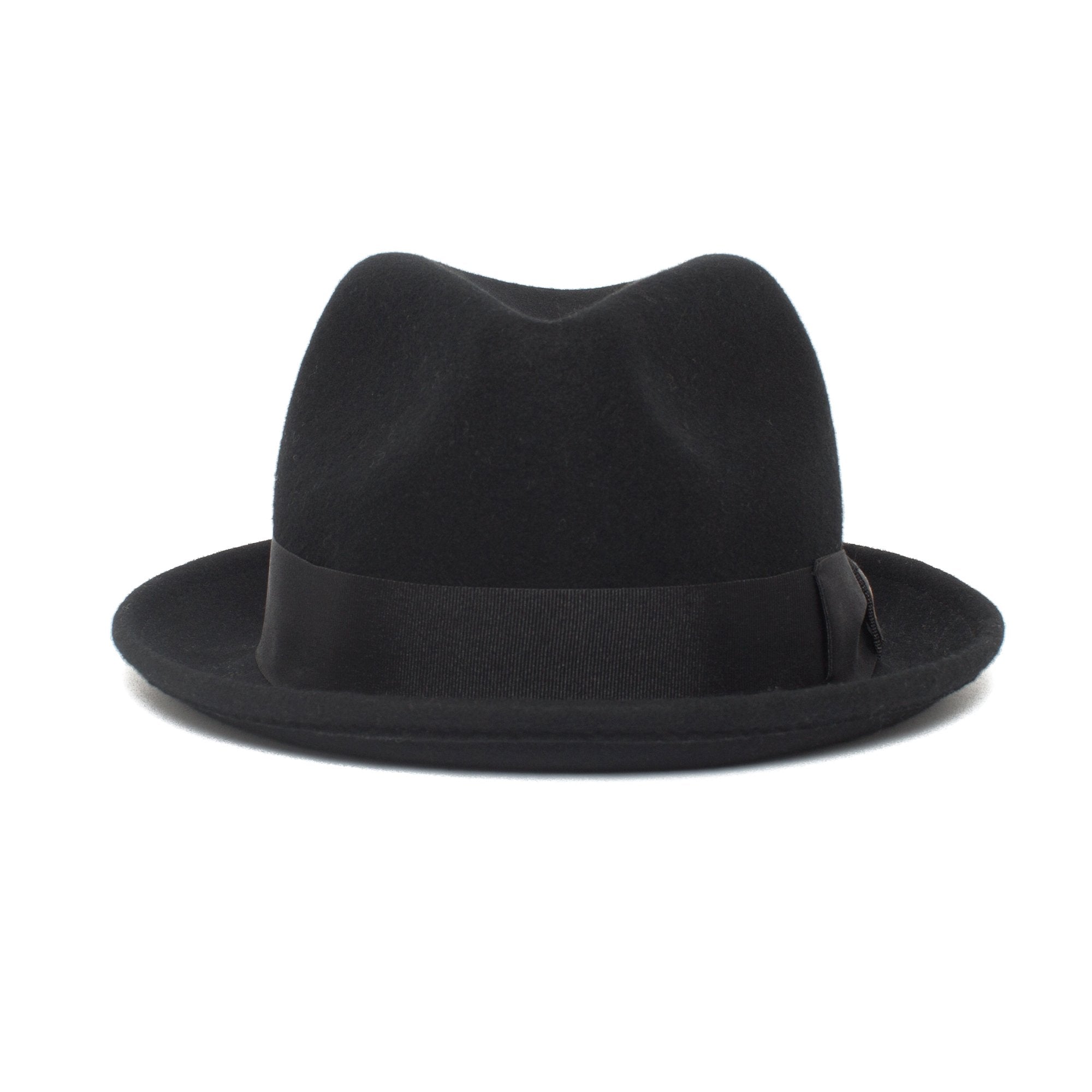 Goorin Bros. big boy center dent short brim felt fedora hat Black front view