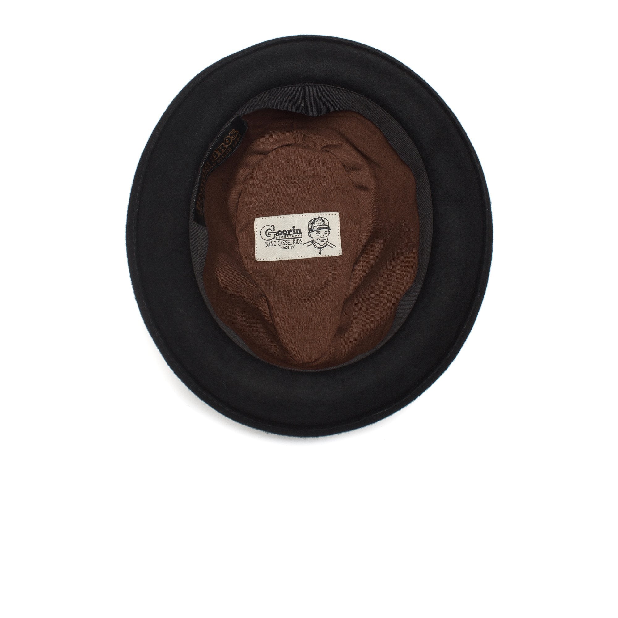 Goorin Bros. big boy center dent short brim felt fedora hat Black under view
