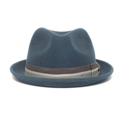 Goorin Bros. big boy center dent short brim felt fedora hat Blue front view