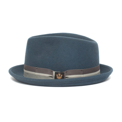 Goorin Bros. big boy center dent short brim felt fedora hat Blue side view