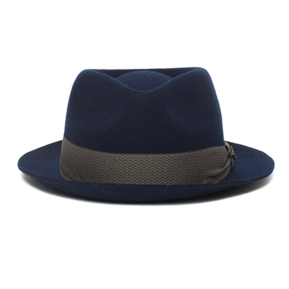Goorin Bros. griffin teardrop short brim felt fedora hat Navy front view