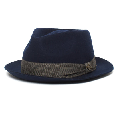 Goorin Bros. griffin teardrop short brim felt fedora hat Navy left side view