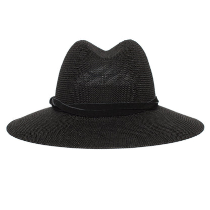 Goorin Bros. fatima center dent wide brim paper poly blend fedora hat Black back view