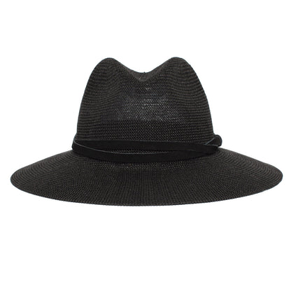 Goorin Bros. fatima center dent wide brim paper poly blend fedora hat Black front view