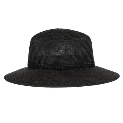 Goorin Bros. fatima center dent wide brim paper poly blend fedora hat Black side view