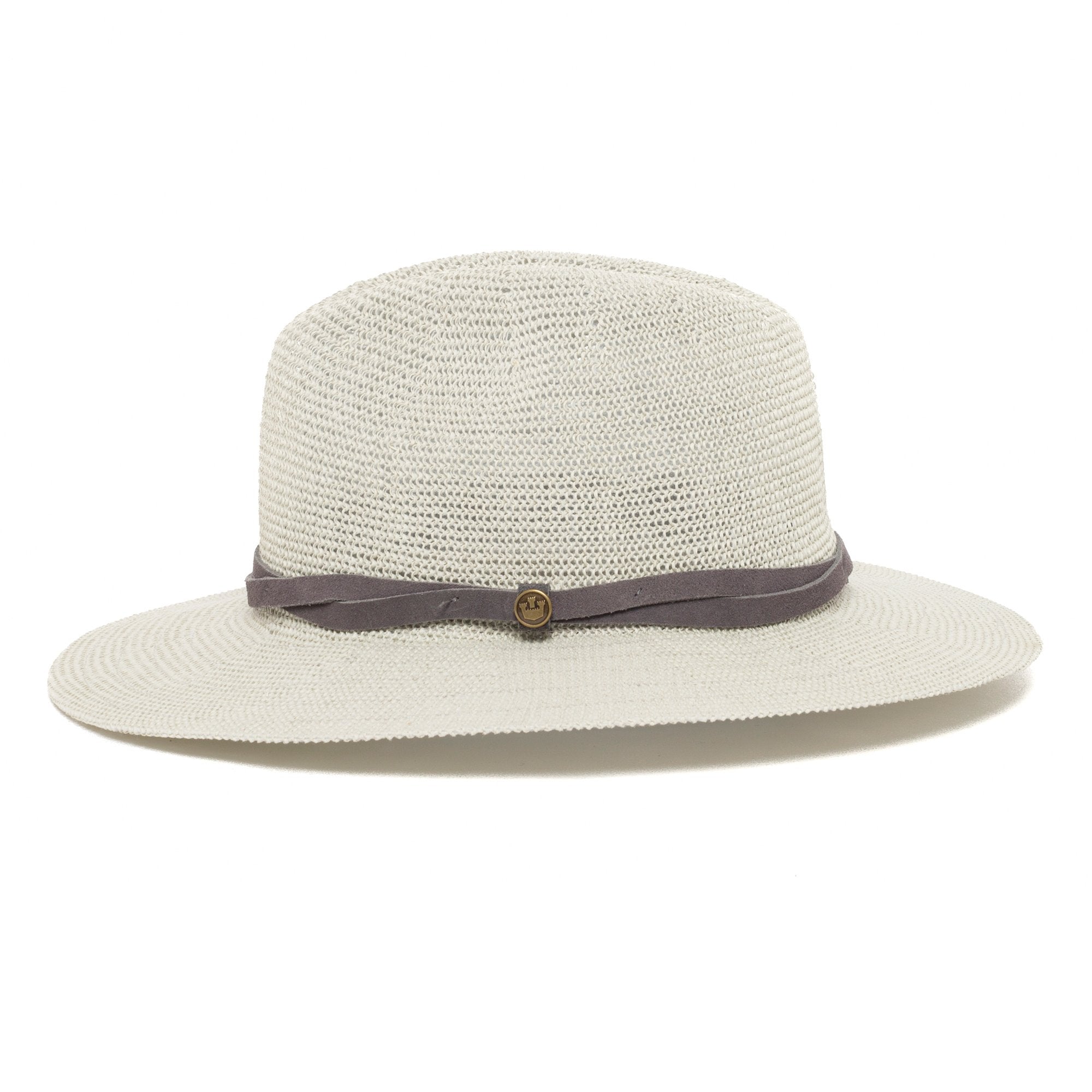 Goorin Bros. fatima center dent wide brim paper poly blend fedora hat Blue side view