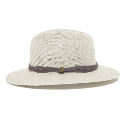 Goorin Bros. fatima center dent wide brim paper poly blend fedora hat Blue side view