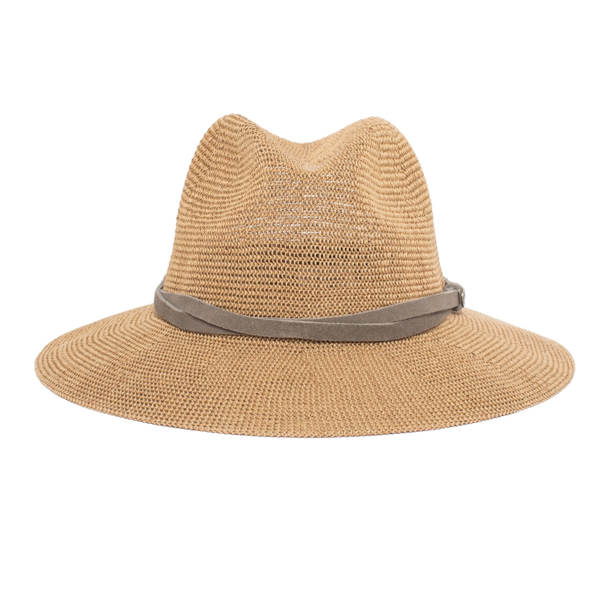 Goorin Bros. fatima center dent wide brim paper poly blend fedora hat Camel front view