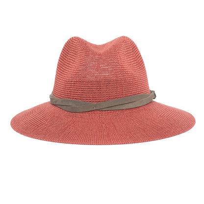 Goorin Bros. fatima center dent wide brim paper poly blend fedora hat Coral front view