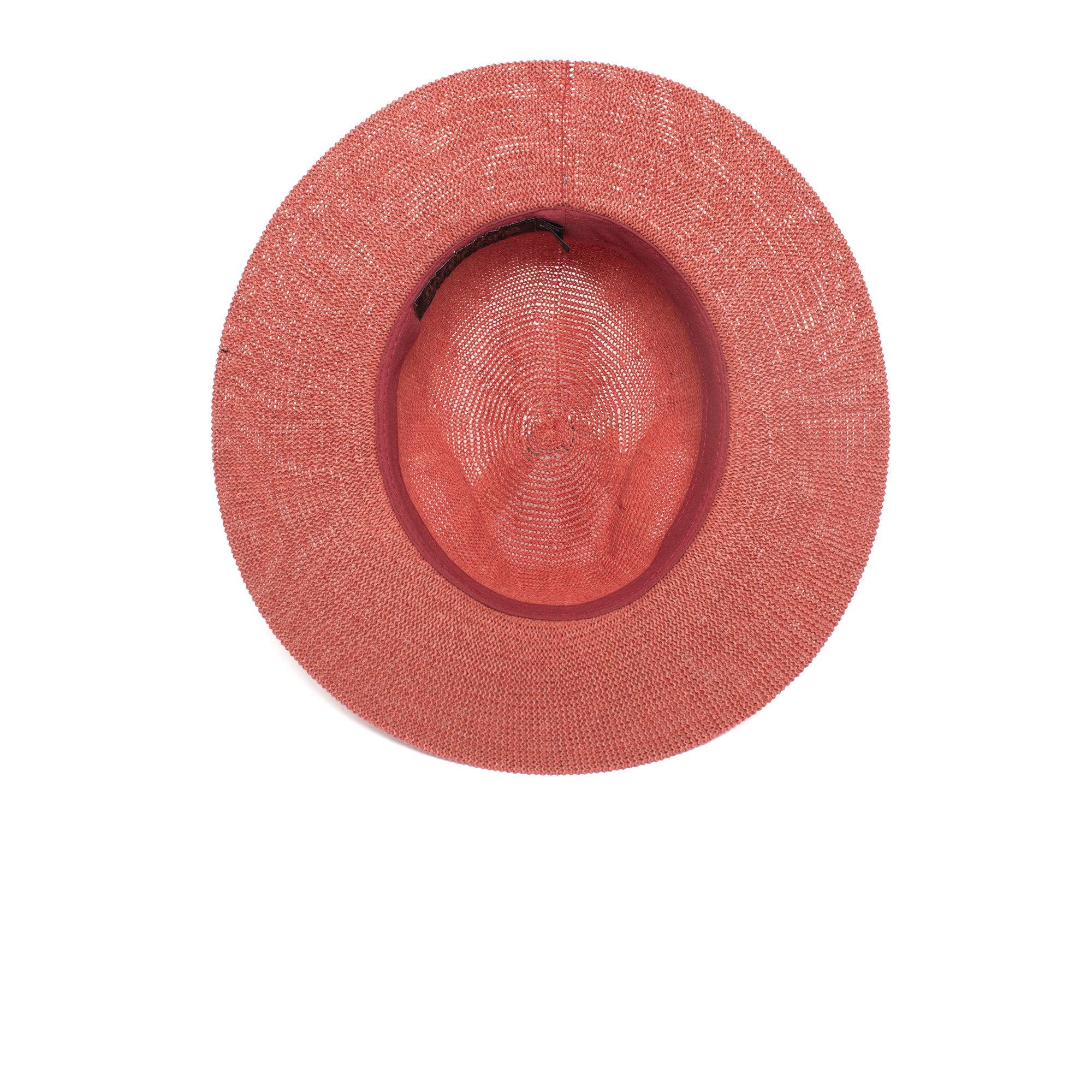 Goorin Bros. fatima center dent wide brim paper poly blend fedora hat Coral under view