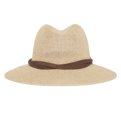 Goorin Bros. fatima center dent wide brim paper poly blend fedora hat Creme back view