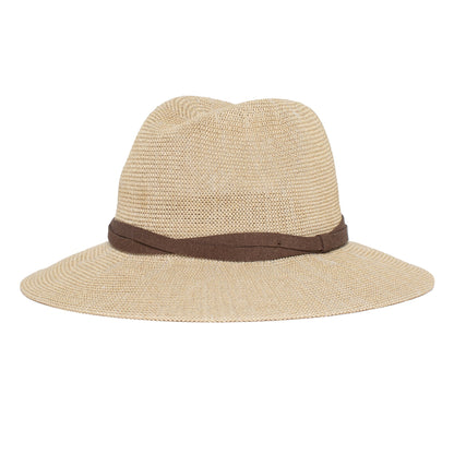 Goorin Bros. fatima center dent wide brim paper poly blend fedora hat Creme left side view