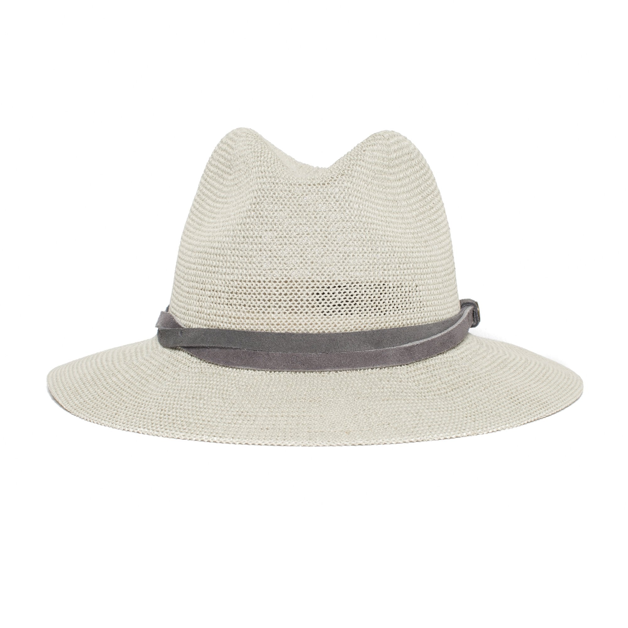 Goorin Bros. fatima center dent wide brim paper poly blend fedora hat Grey front view