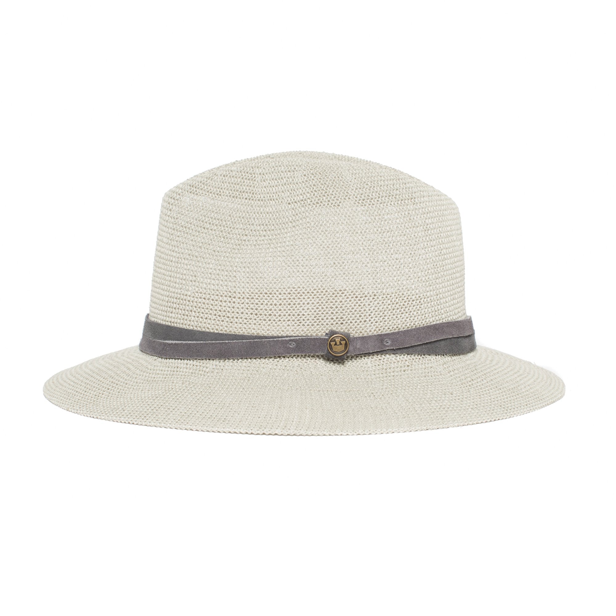 Goorin Bros. fatima center dent wide brim paper poly blend fedora hat Grey side view