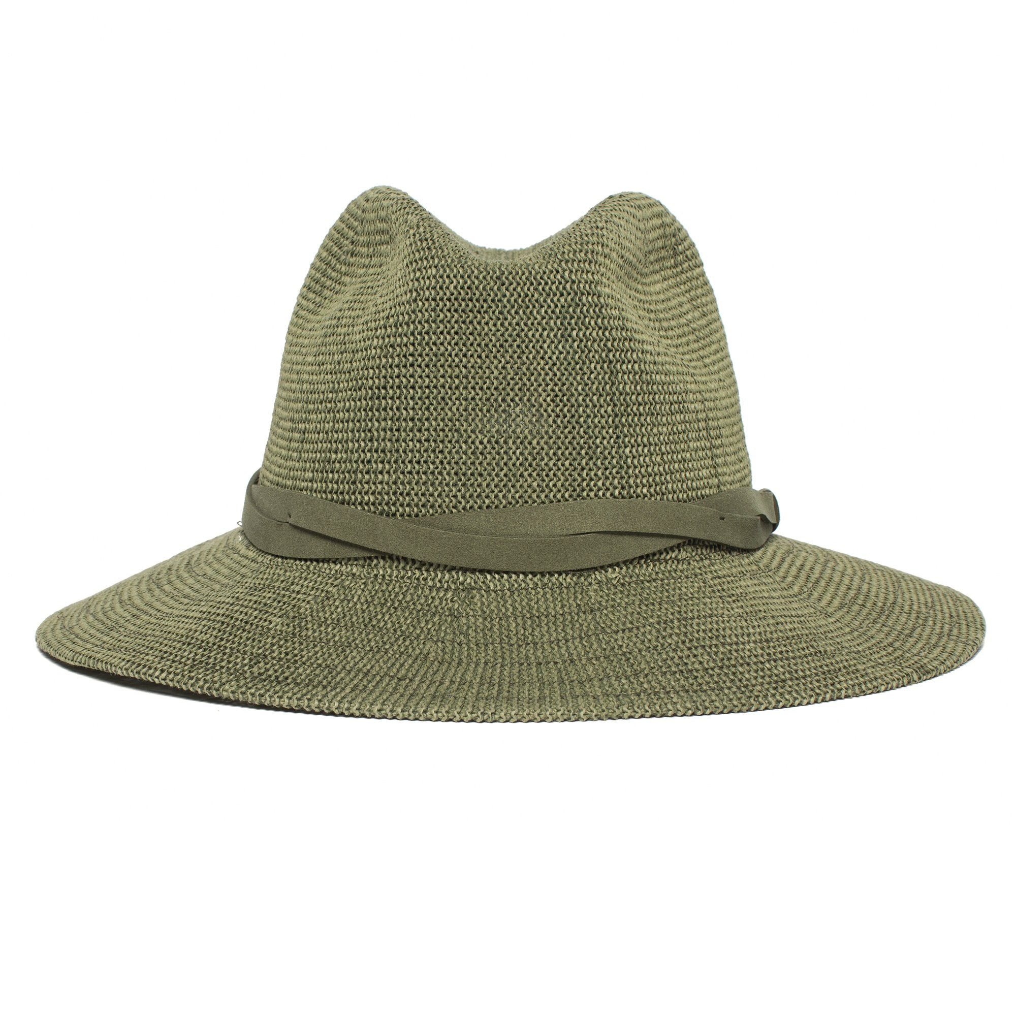 Goorin Bros. fatima center dent wide brim paper poly blend fedora hat Olive front view