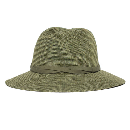Goorin Bros. fatima center dent wide brim paper poly blend fedora hat Olive left side view
