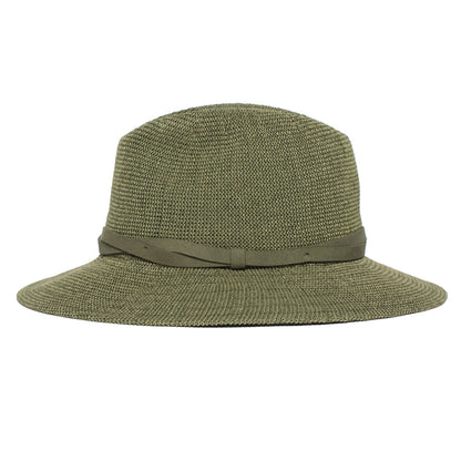 Goorin Bros. fatima center dent wide brim paper poly blend fedora hat Olive side view