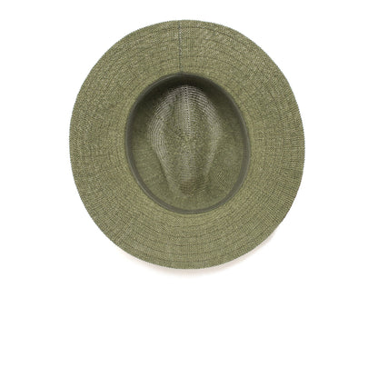 Goorin Bros. fatima center dent wide brim paper poly blend fedora hat Olive under view