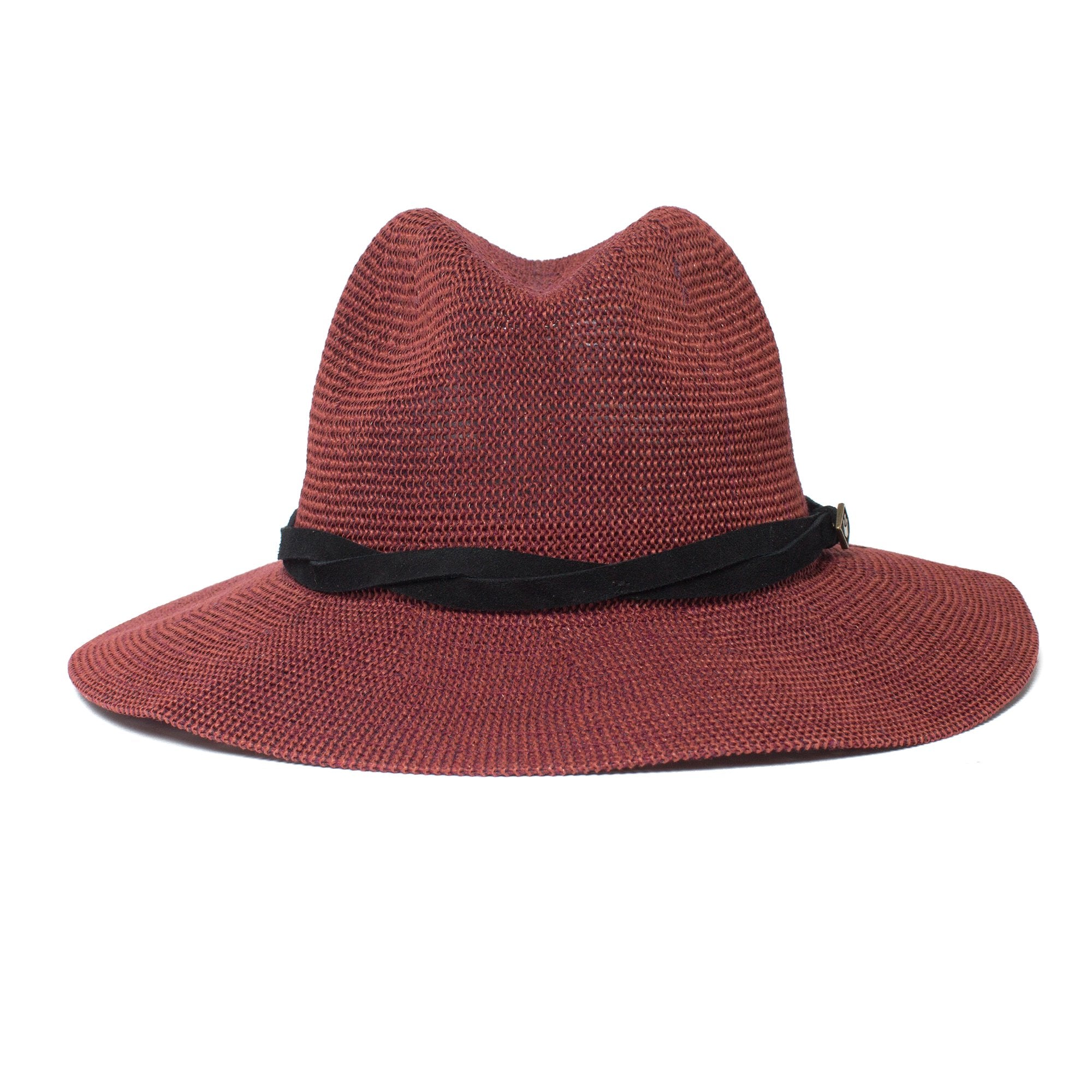 Goorin Bros. fatima center dent wide brim paper poly blend fedora hat Red front view