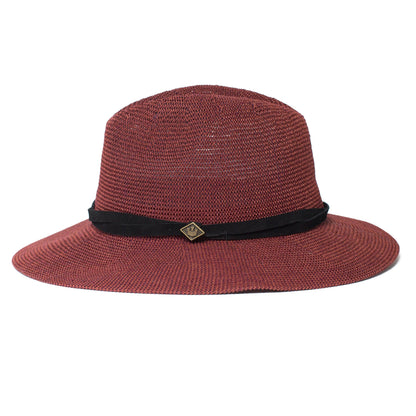 Goorin Bros. fatima center dent wide brim paper poly blend fedora hat Red side view