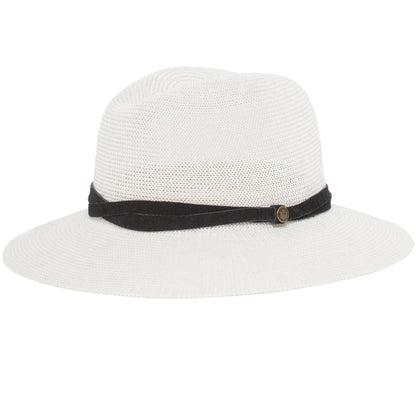 Goorin Bros. fatima center dent wide brim paper poly blend fedora hat White left side view