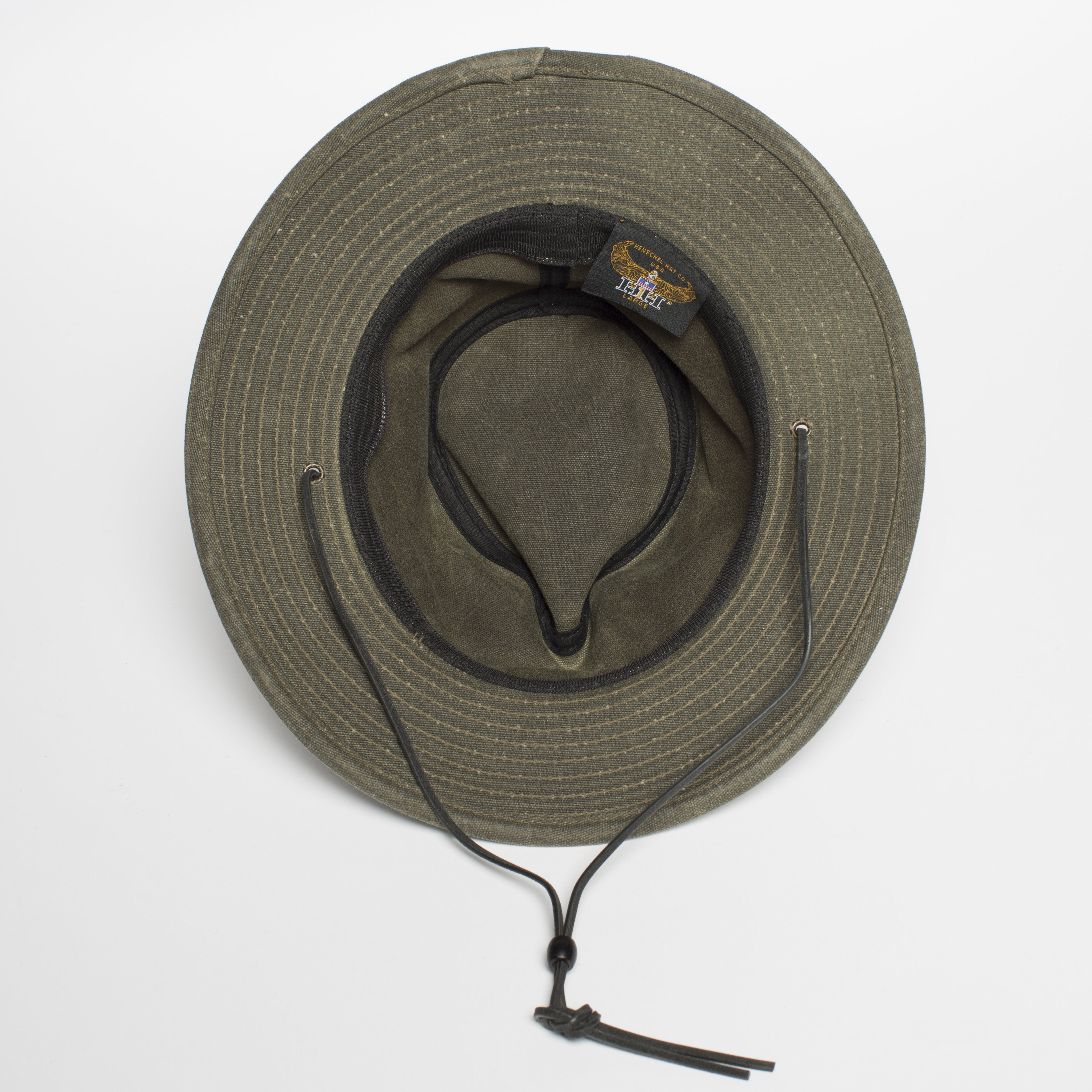 Goorin Bros. evolution valley center dent wide brim waxed cotton fedora hat Olive  Sweatband