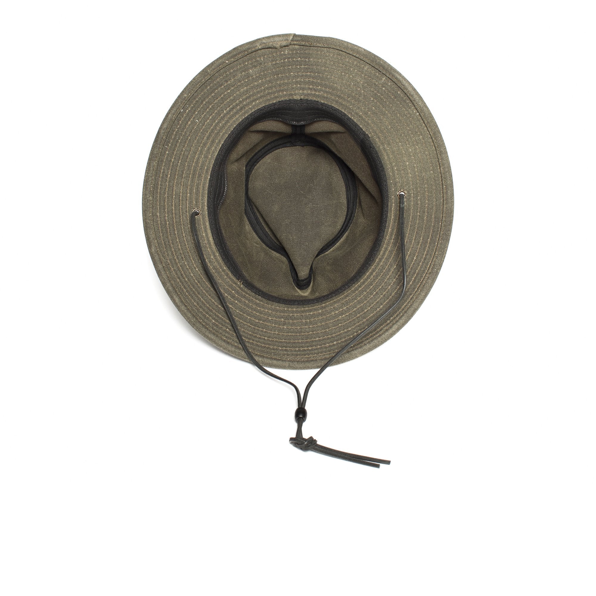 Goorin Bros. evolution valley center dent wide brim waxed cotton fedora hat Olive under view