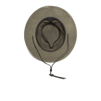 Goorin Bros. evolution valley center dent wide brim waxed cotton fedora hat Olive under view